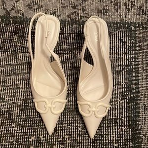 Zara white pointy toe kitten heels